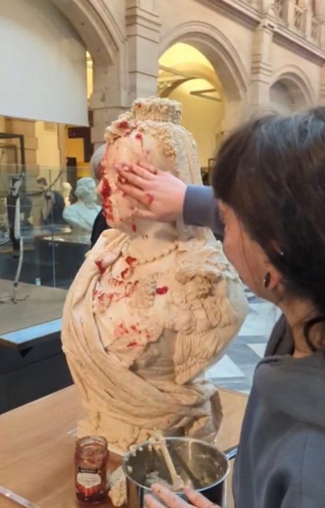 Protesters who smeared Queen Victoria bust at Kelvingrove Museum in jam and porridge appear in court