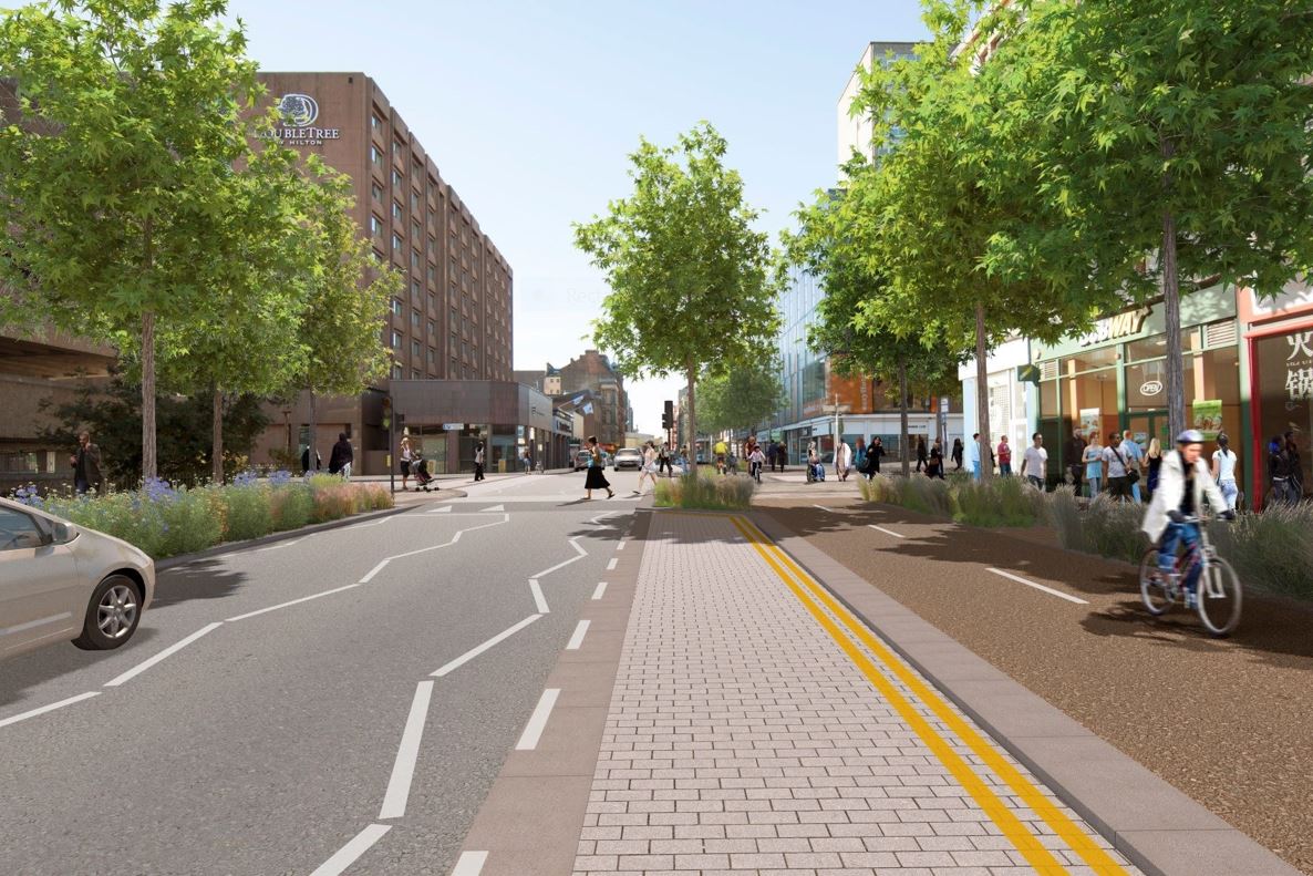 Glasgow City Council plans to add greenery to Sauchiehall Street and increase accessibility for cyclists and pedestrians. 