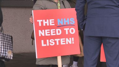 People living with Long Covid protest outside of Holyrood