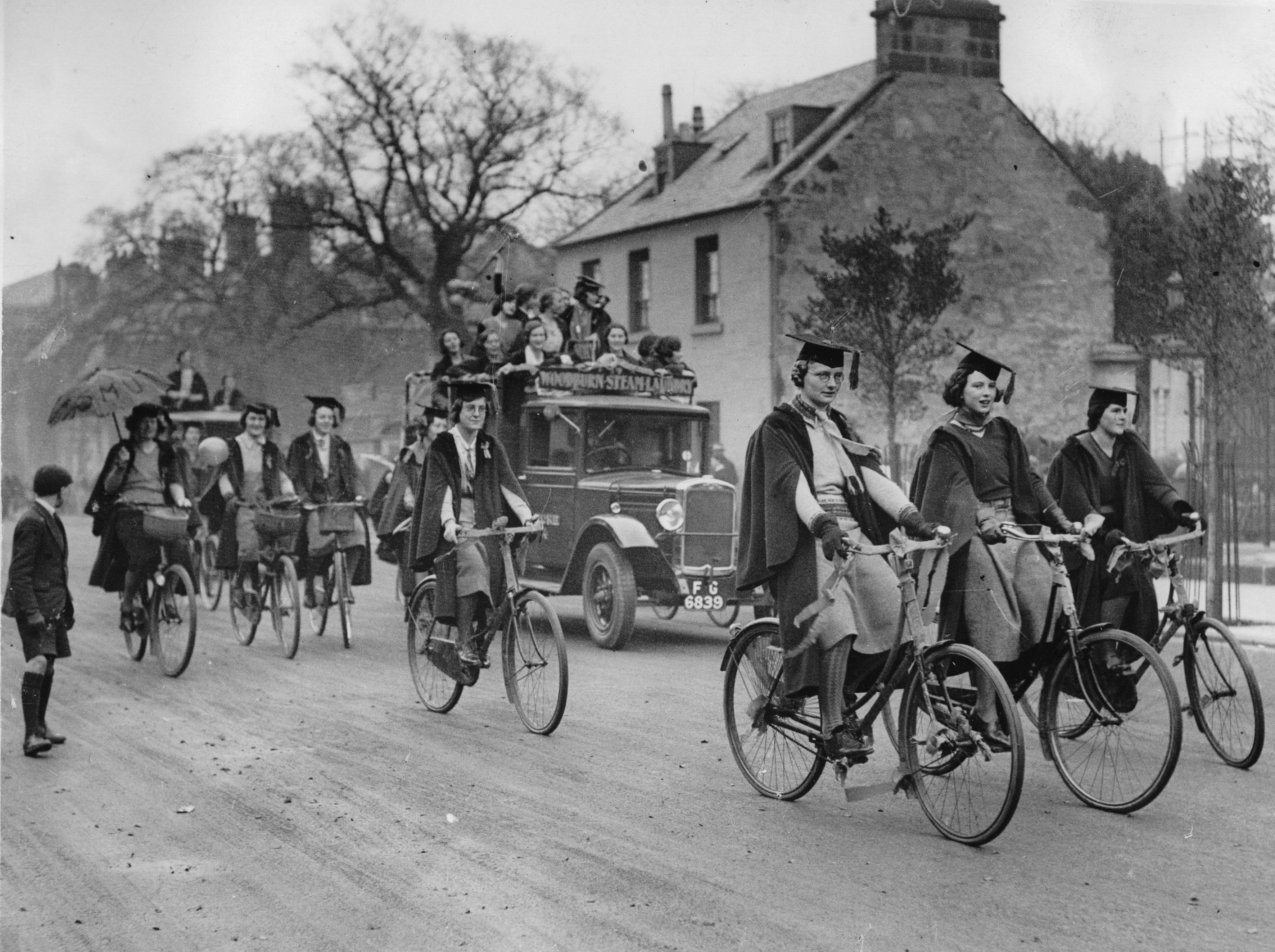 Female students at St Andrews University ride to the polling station where their new principal is voted, circa 1930.  (Photo by Austrian Archives (S)/Imagno/Getty Images)