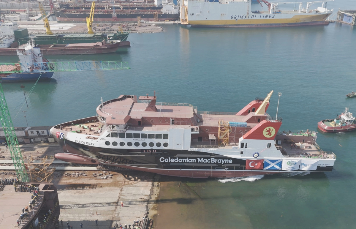 The MV Isle of Islay launches in Turkey.