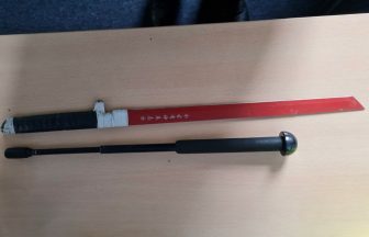 Sword and baton recovered at Carmyle train station in Glasgow