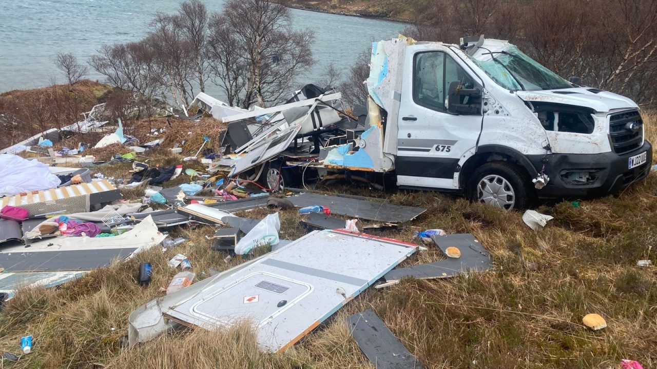 Van destroyed by Storm Kathleen while touring NC500