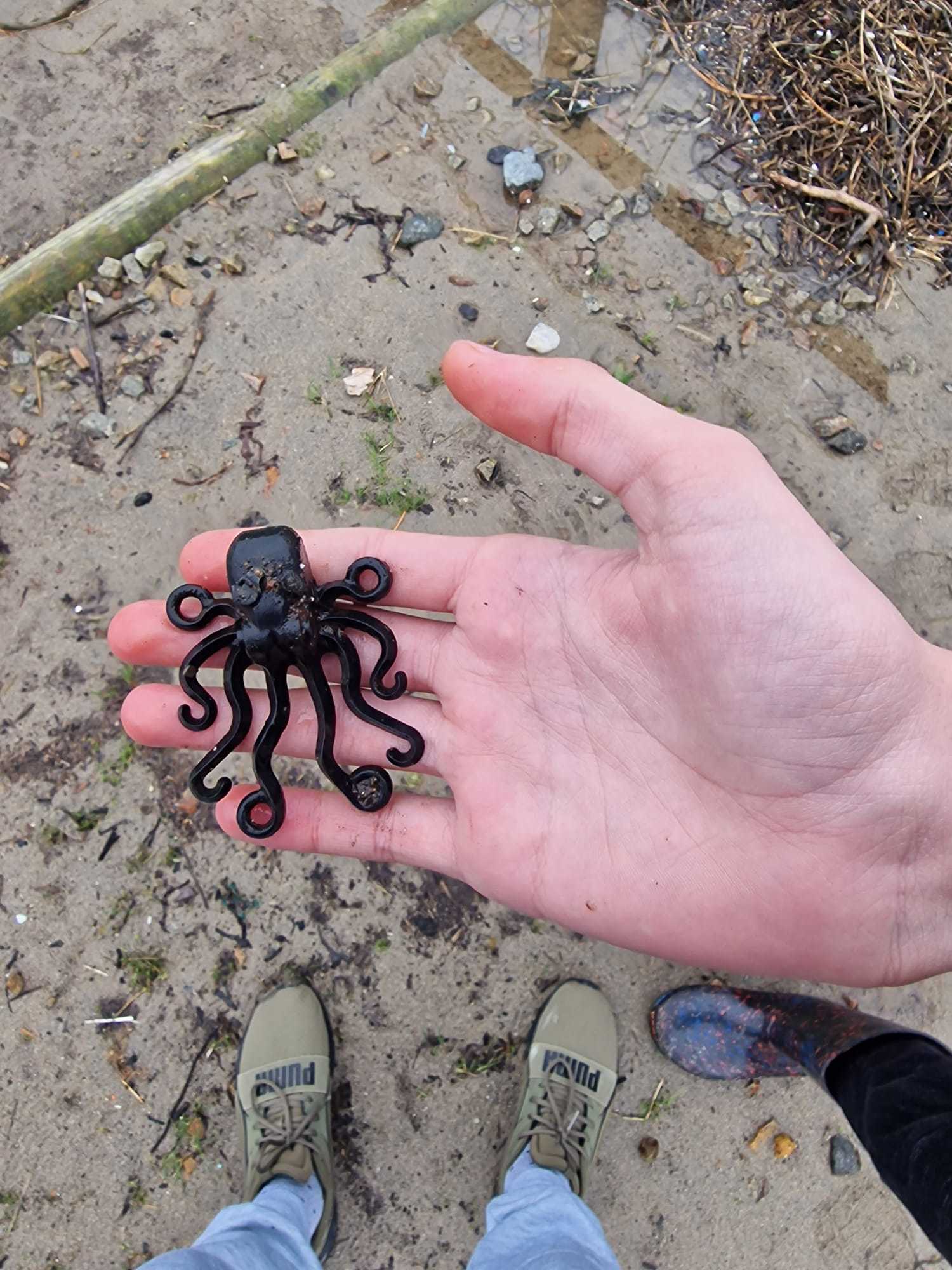  Liutauras Cemolonskas, 13, holding a 'holy grail' Lego octopus piece which he found after it spilled into the sea from a shipping container in the 1990s. 
