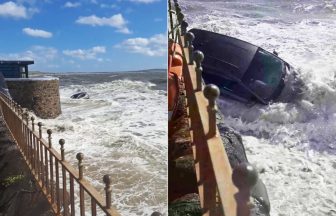 Watch moment car is swept out to sea amid Storm Kathleen