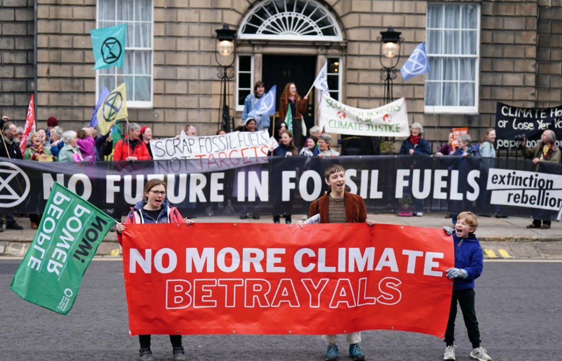 Protest at Bute House after Scottish Government scraps 2030 climate targets