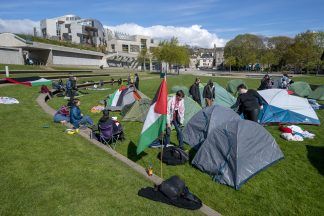 Gaza solidarity camp set up outside Scottish Parliament