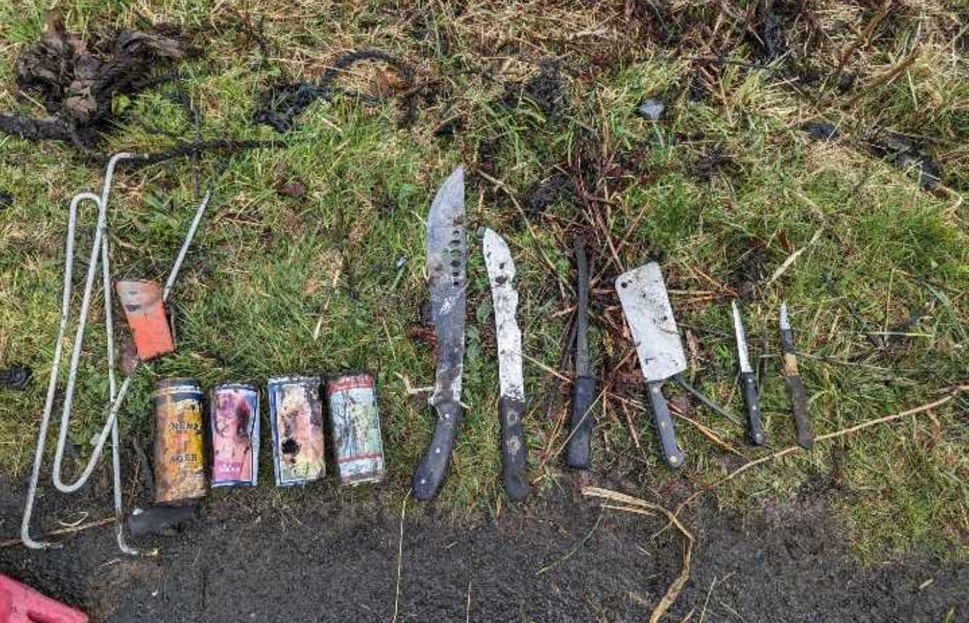 A magnet fishing dad and his young son have discovered a haul of deadly weapons in Scottish waters.