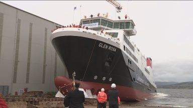 Long delayed ferry MV Glen Rosa launched at Port Glasgow