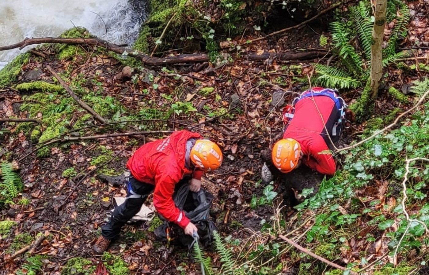 A team member abseiled into the gorge to secure Hamish and make him safe.