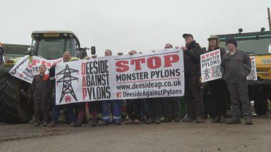 Tractors take part in protests against proposed ‘giant’ pylons