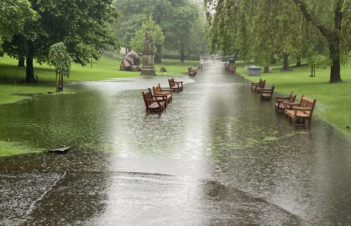 Princes Street Gardens was closed following flooding