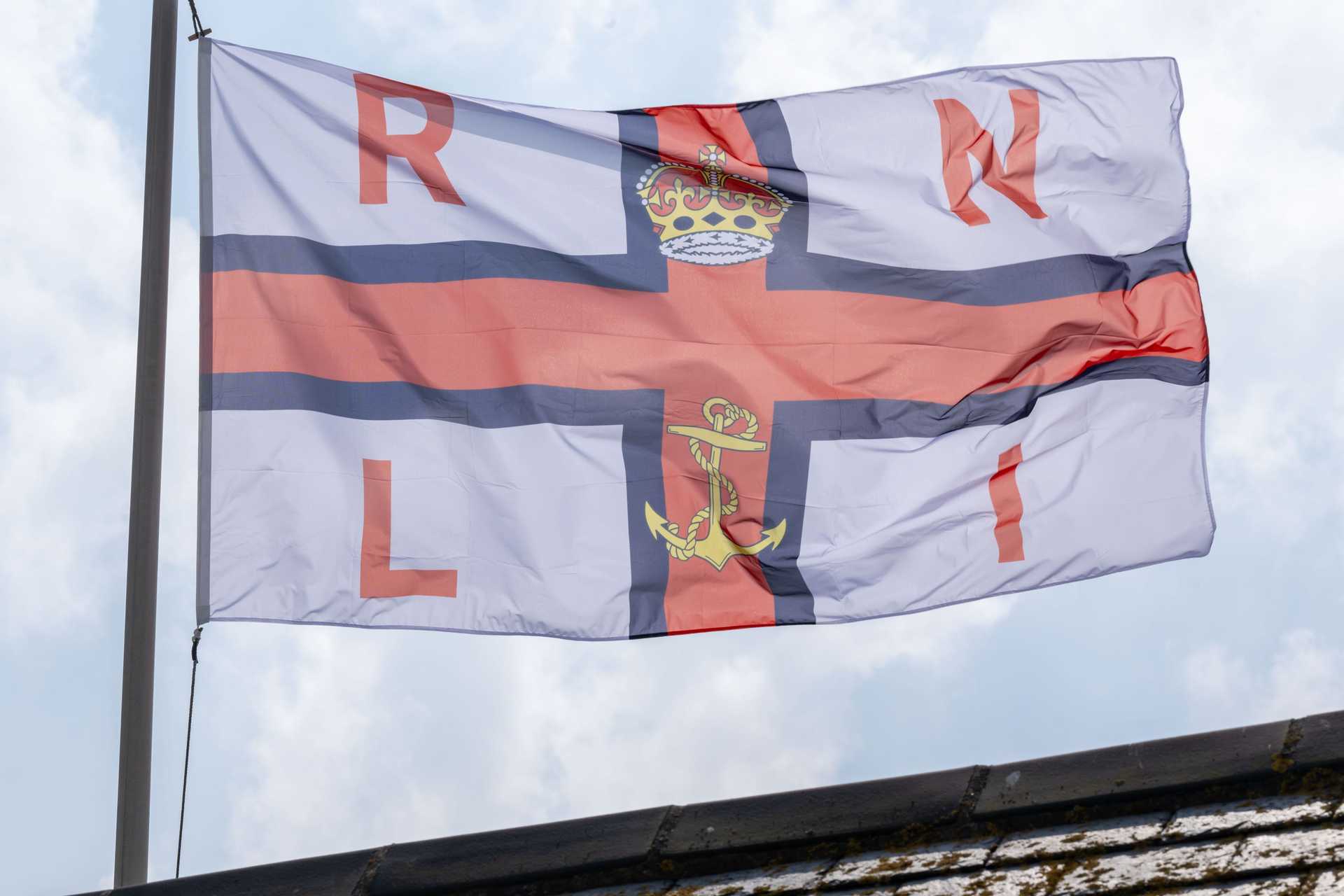 A new flag gifted to the RNLI in Fraserburgh by the Duke of Kent (Michal Wachucik/PA) 
