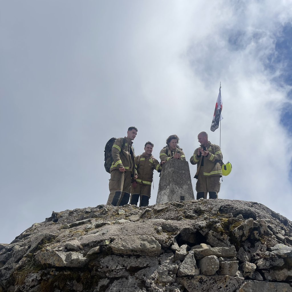 Steve Owen, Sean Cameron, Callum Gibson and Ross Miller climbed wearing full fire kit.