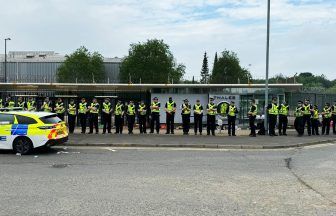 Police and pro-Palestinian protesters clash at Thales military electronics factory in Glasgow