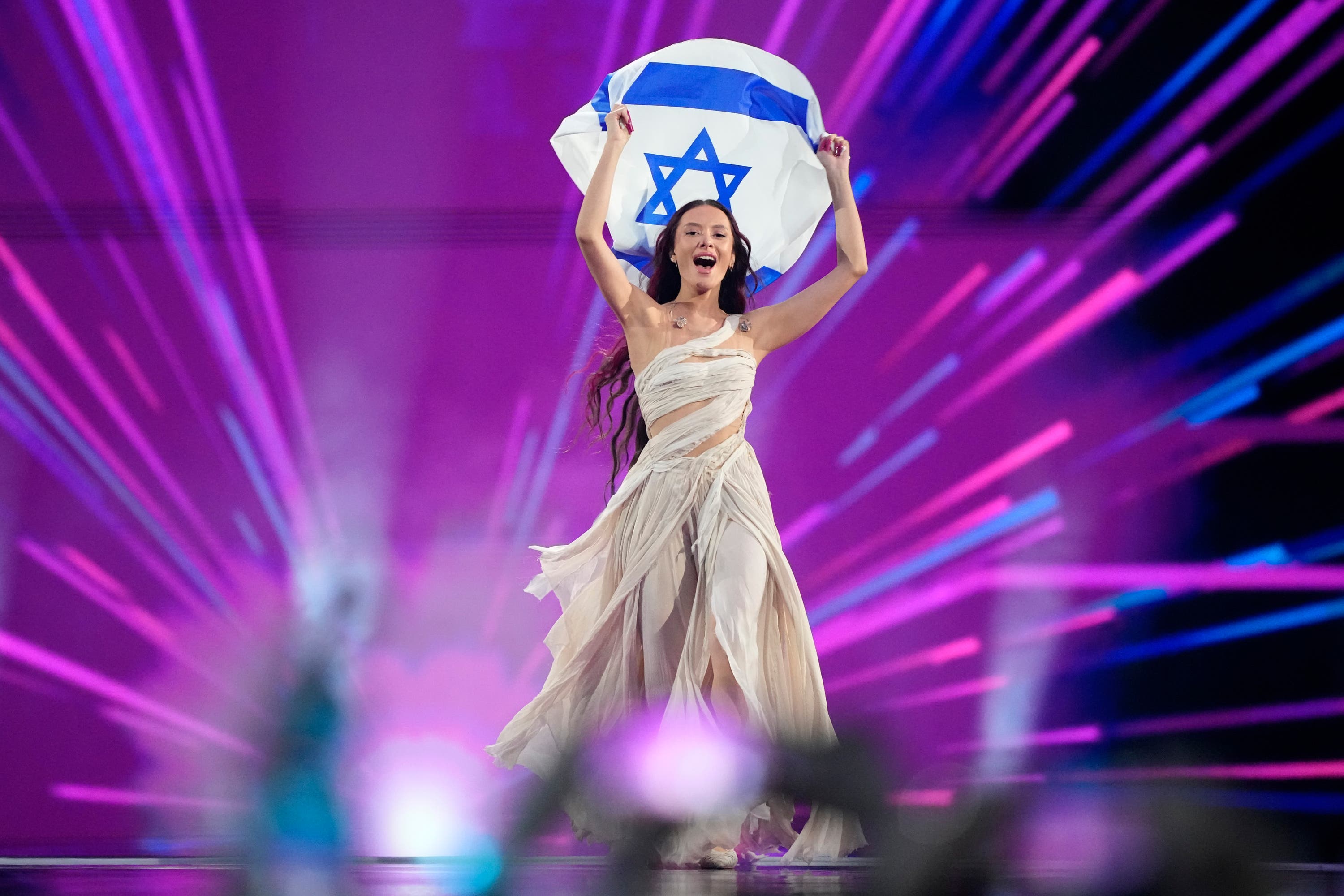 Eden Golan of Israel enters the arena during the flag parade before the grand final of the Eurovision Song Contest in Malmo.