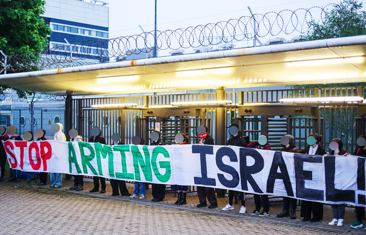 Pro-Palestinian protest outside factory in Glasgow
