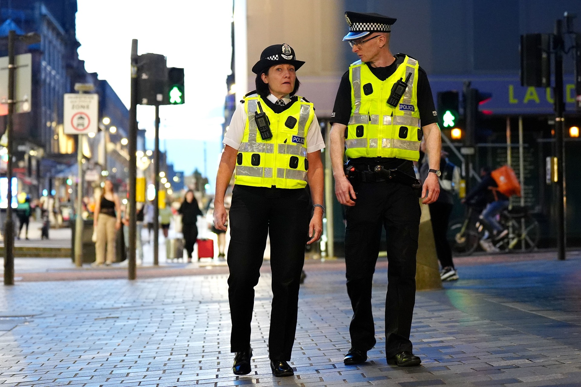 Chief Constable Jo Farrell, left, took to the streets of Glasgow in May.