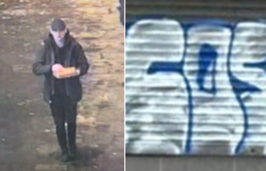 Police in Glasgow searching for information on graffiti tags release CCTV images of man
