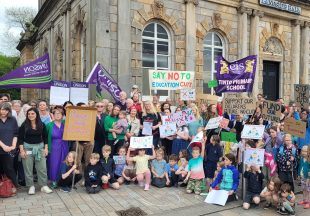Parents and pupils protest in Glasgow council leader’s ward over proposed teacher cuts