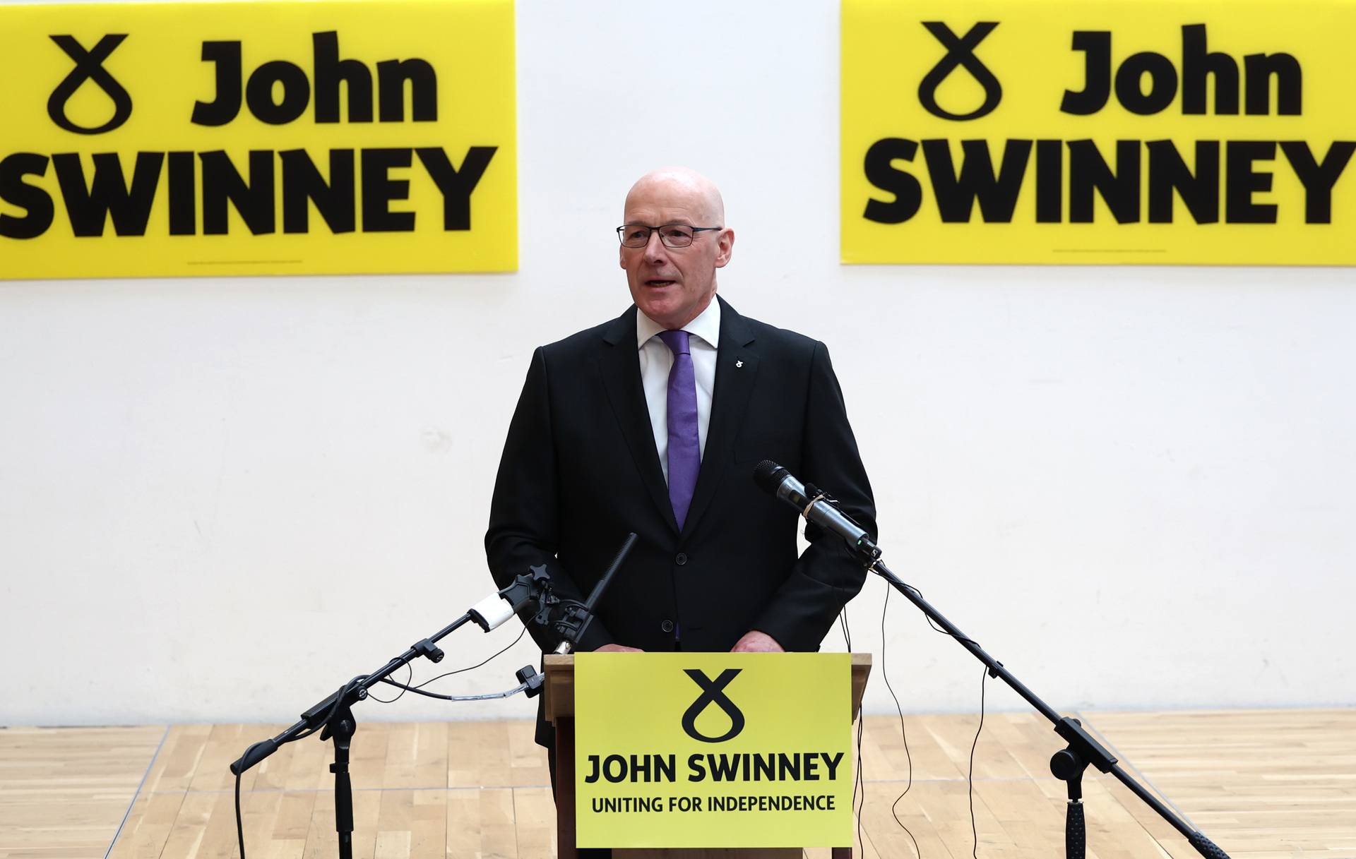 John Swinney speaks as he launches his SNP leadership bid on May 2.