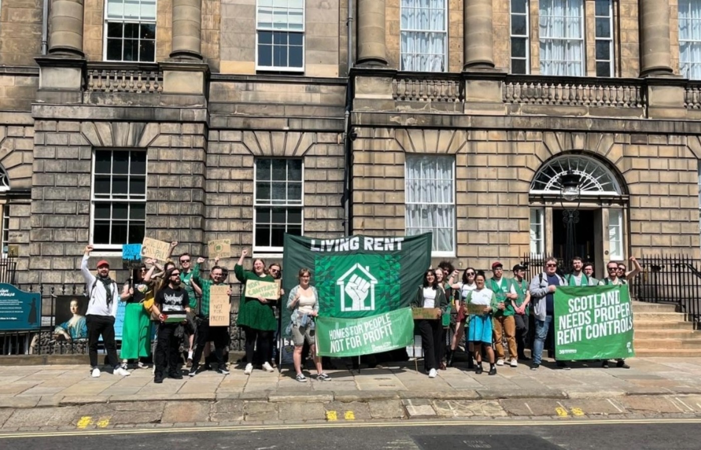 Protesters outside Bute House calling for rent controls (Living Rent/PA Wire). 