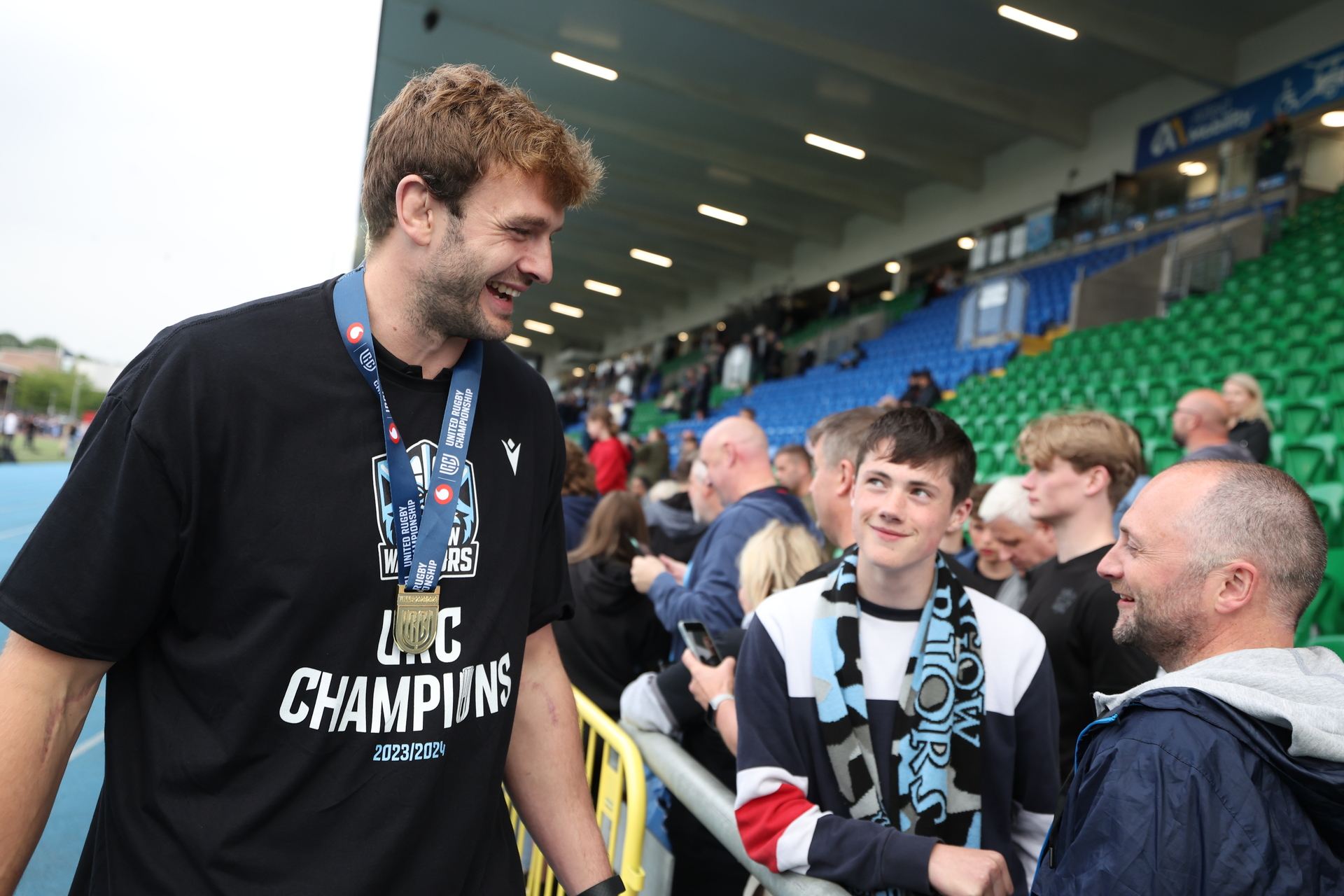 Richie Gray at the Glasgow Warriors homecoming event at Scotstoun Stadium after winning the United Rugby Championship Grand Final (Photo by Ross MacDonald / SNS Group).