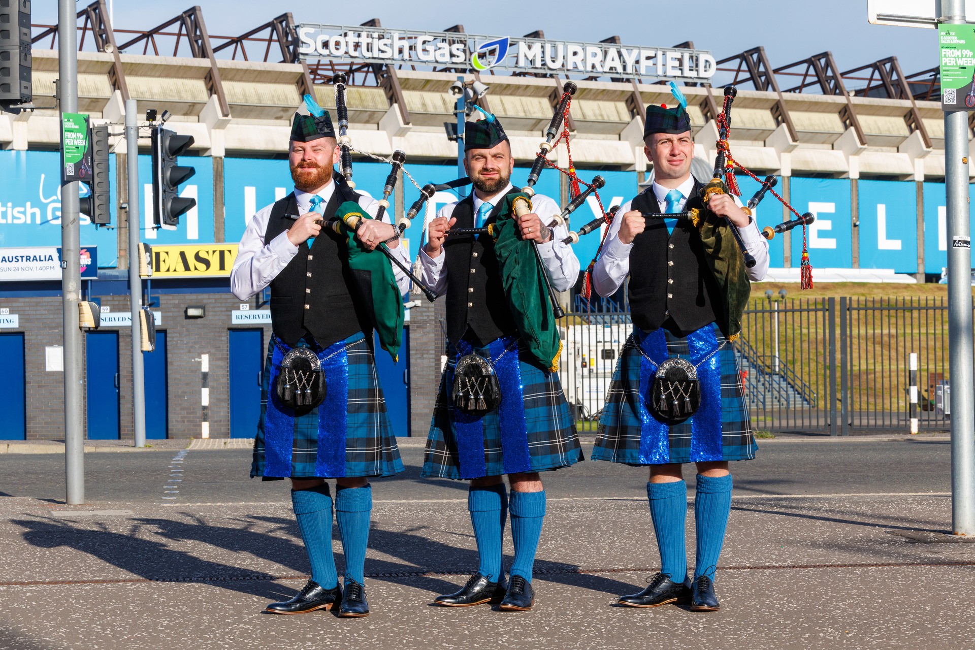 The 11-piece band donned Era-fied kilts for the occasion