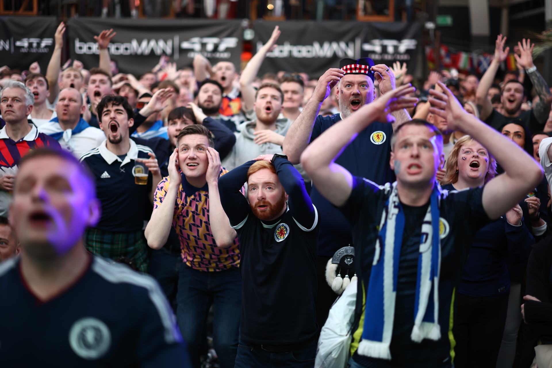 Scotland fans were tense at the Glasgow Fan Zone.