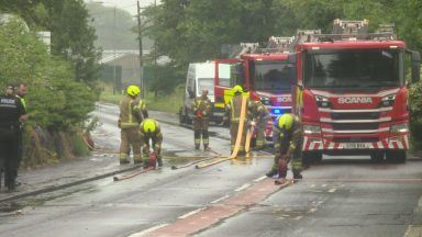 Fire crews tackle blaze during night at derelict Dumbuck House Hotel in Dumbarton