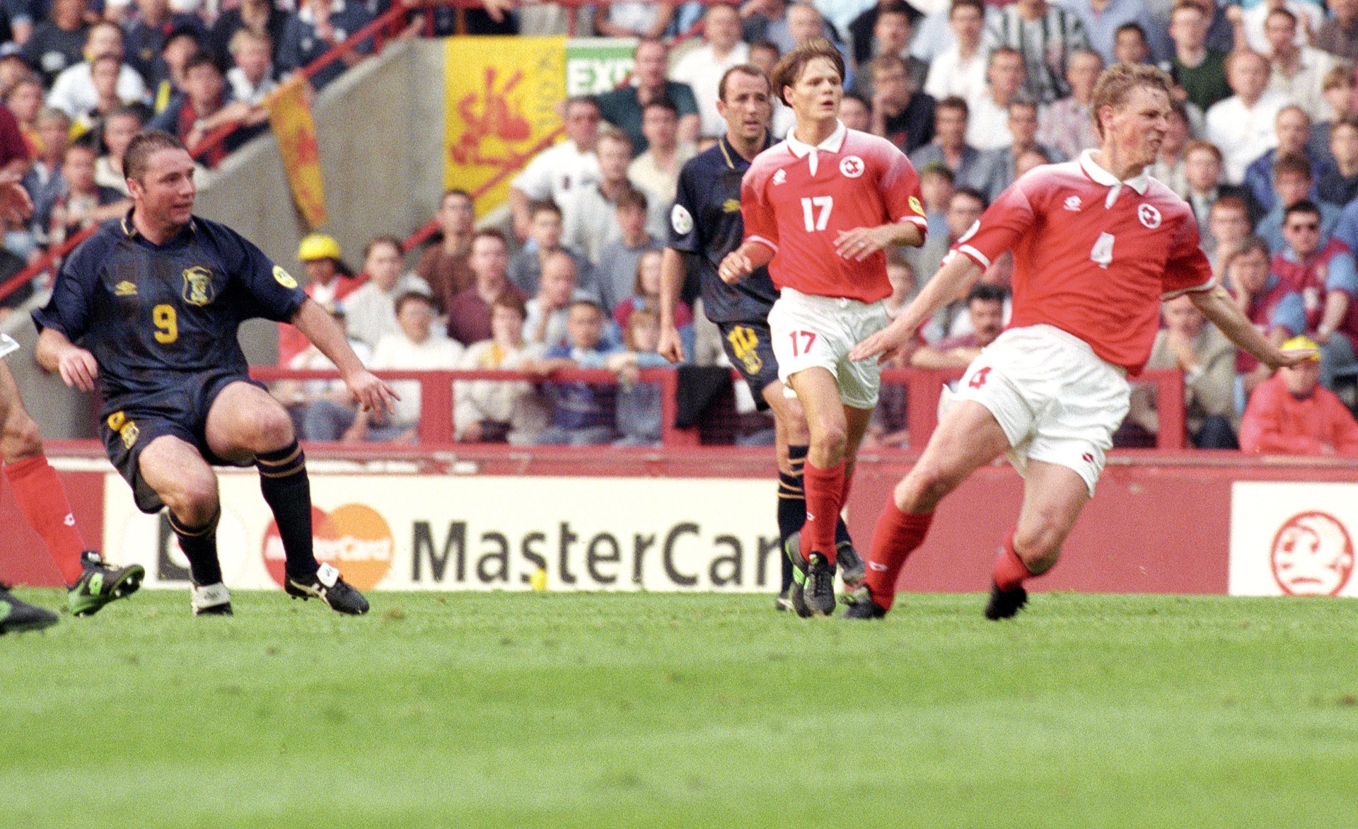 Ally McCoist's winning goal against Switzerland wasn't enough for Scotland. (Photo by SNS Group)