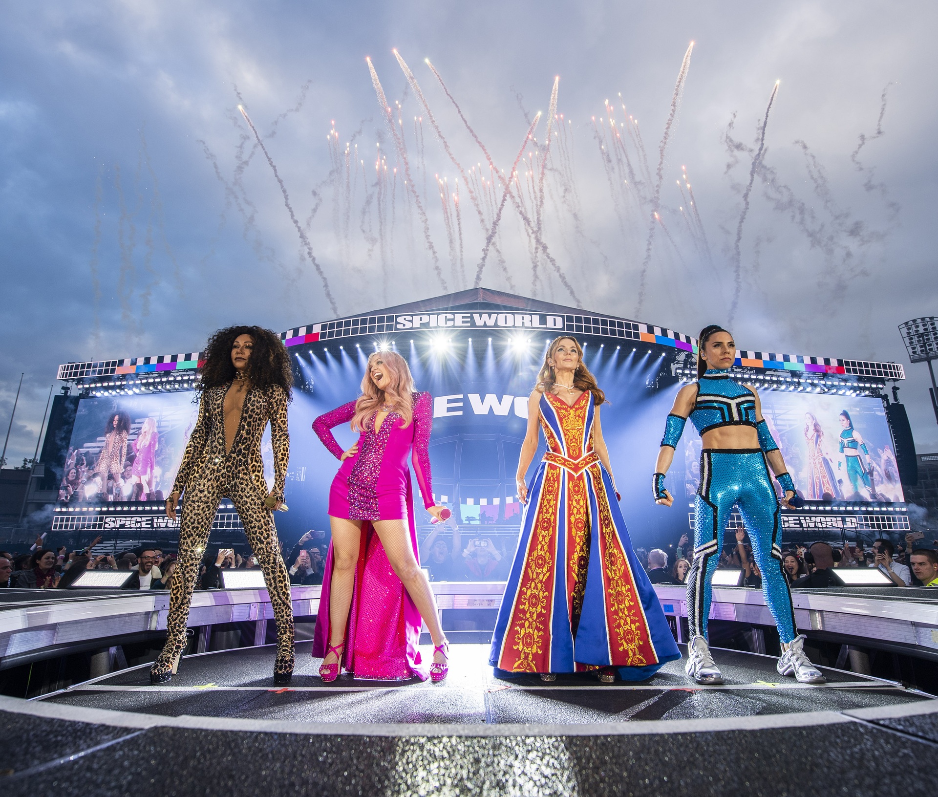 Melanie Brown, left to right, Emma Bunton, Geri Halliwell and Melanie Chisholm of the Spice Girls have performed without Victoria in the past.