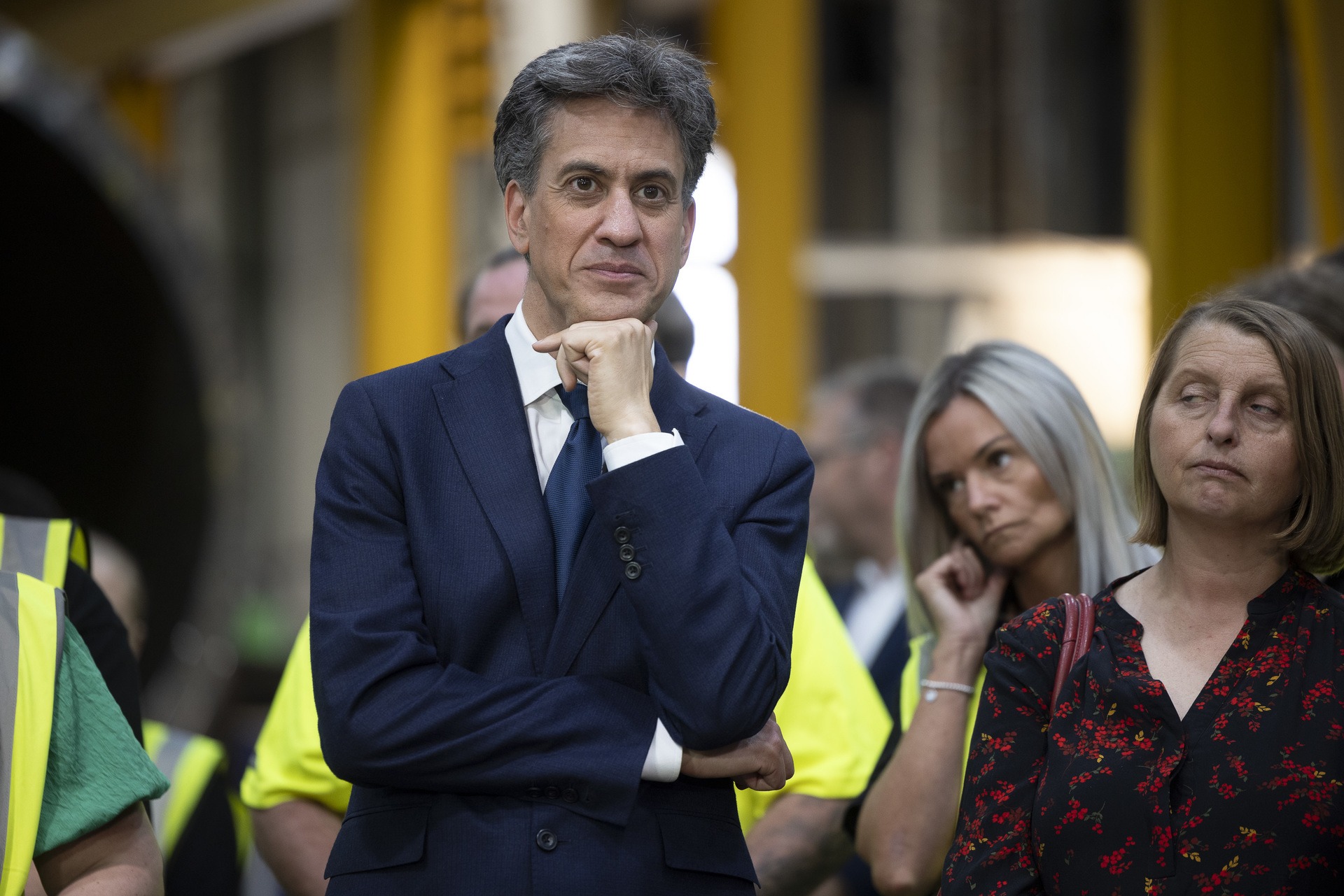 Energy secretary Ed Miliband during a visit to Hutchinson Engineering in Widnes, Cheshire, with Prime Minister Sir Keir Starmer.