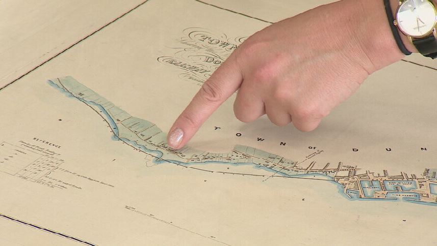 A map of the proposed Dundee railway line in 1846.