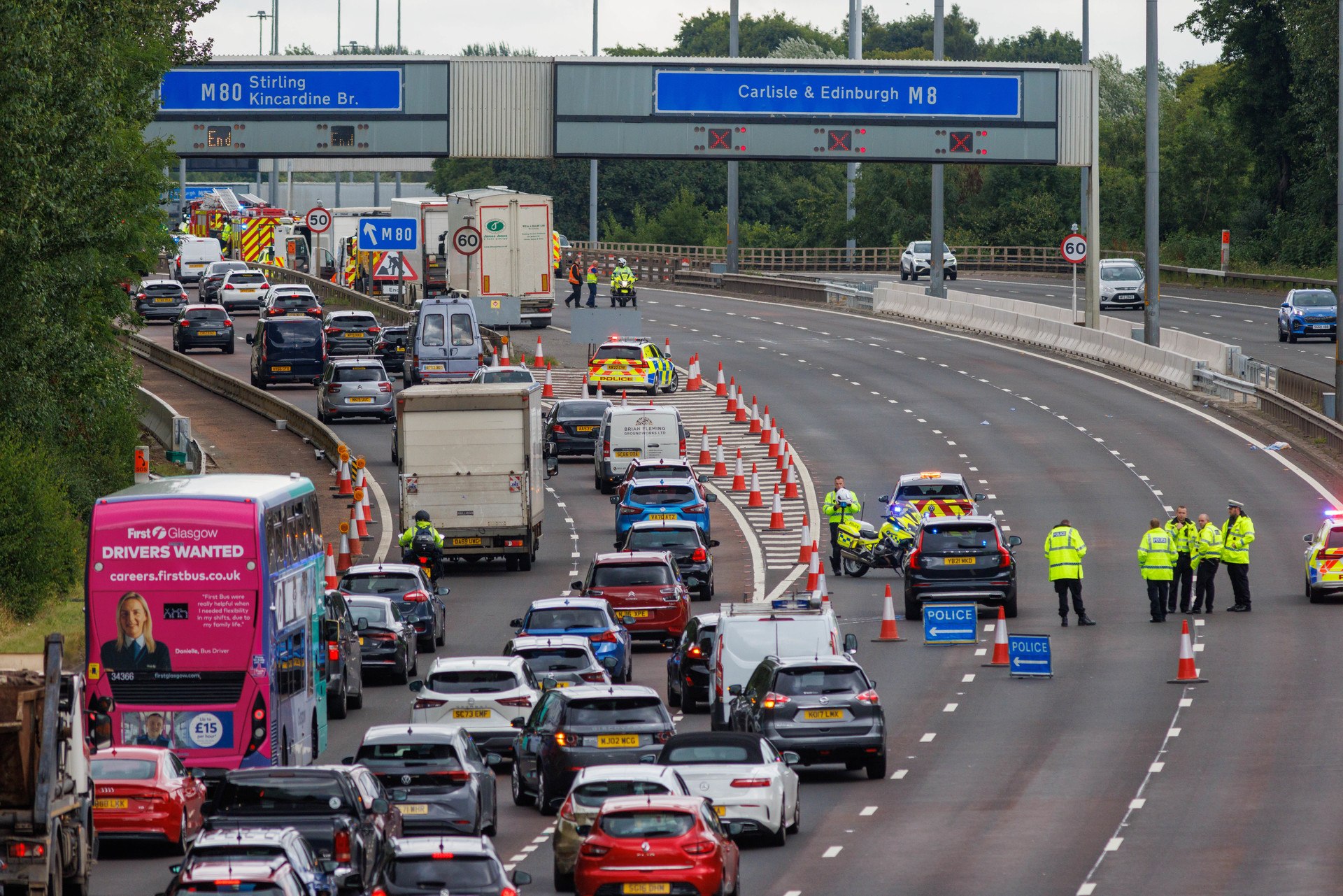 The M8 eastbound carriageway was closed for around 12 hours to allow enquiries to be carried out at the scene.