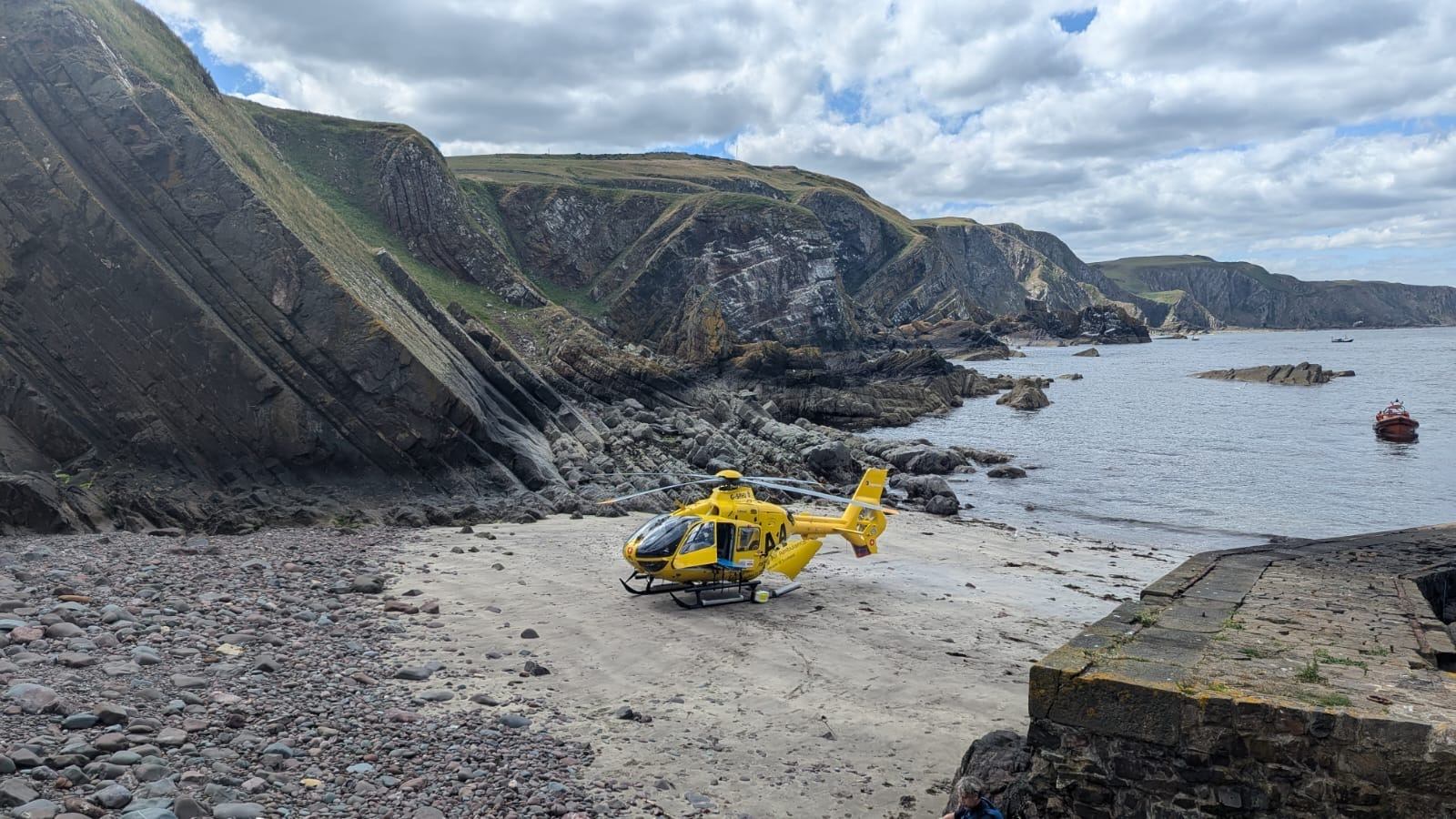 Scotland’s Charity Air Ambulance (SCAA) landed at Broadhaven Bay near the injured woman at the weekend.