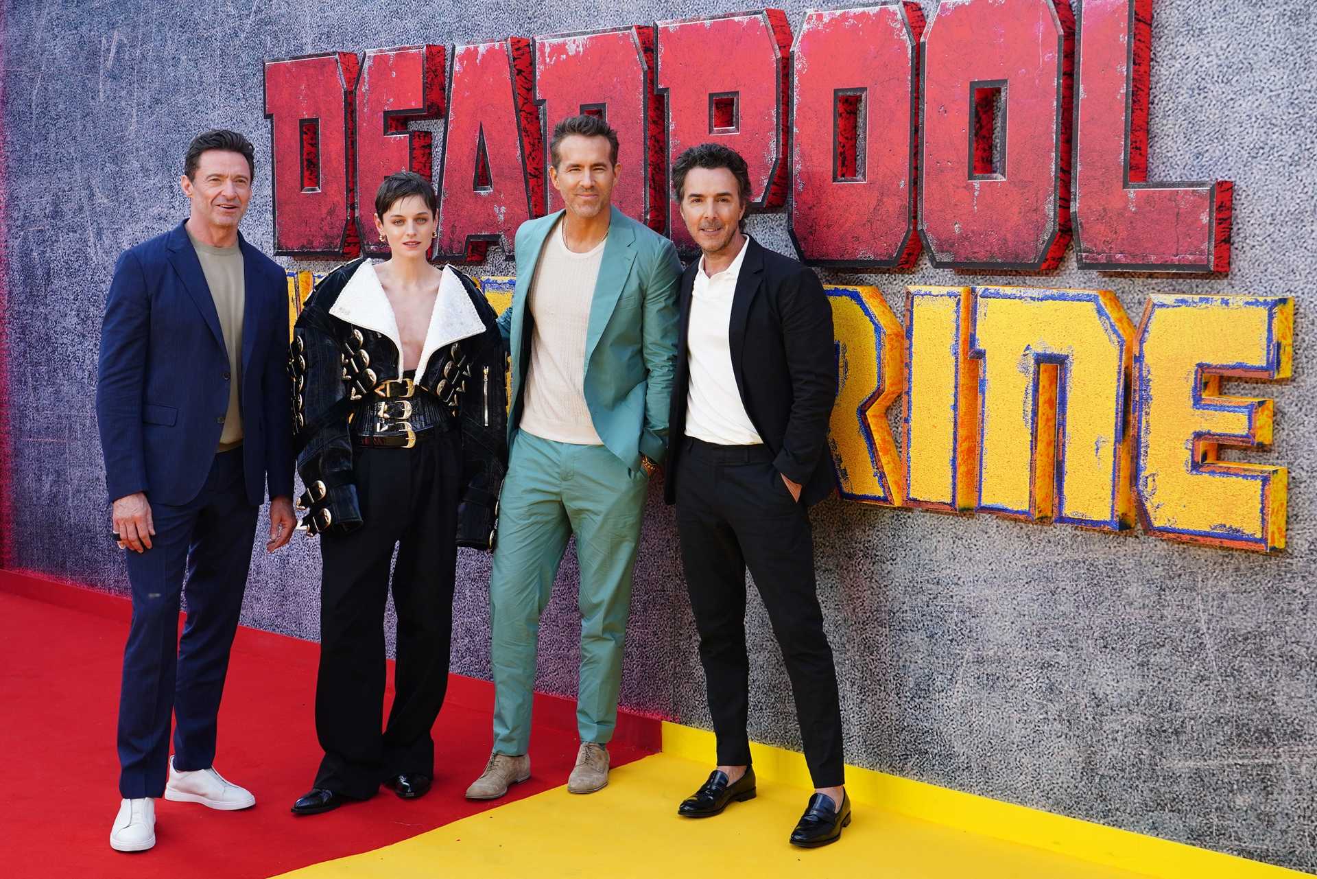 Hugh Jackman, Emma Corin, Ryan Reynolds and Shawn Levy attending Deadpool and Wolverine UK sneak peek at Eventim Apollo in London.
