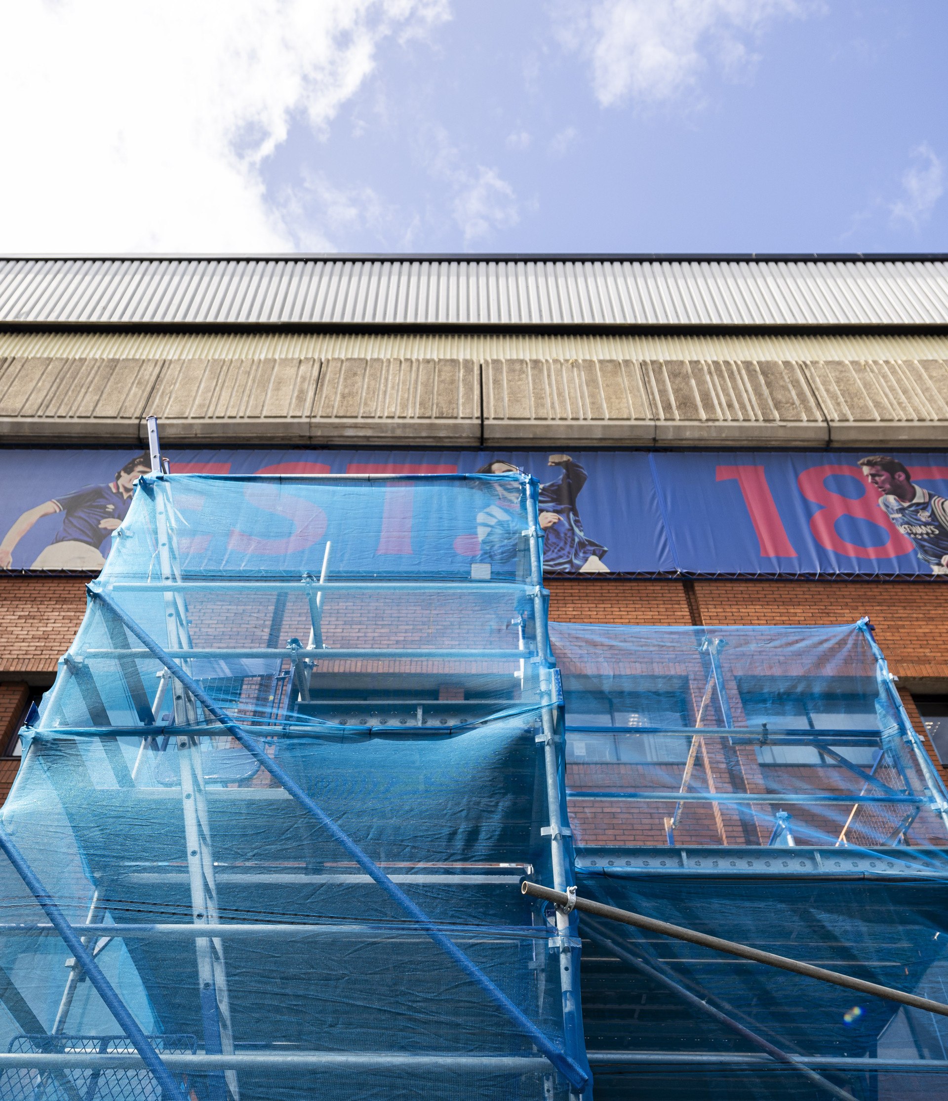 Construction work continues on the Copland Road Stand at Ibrox Stadium.