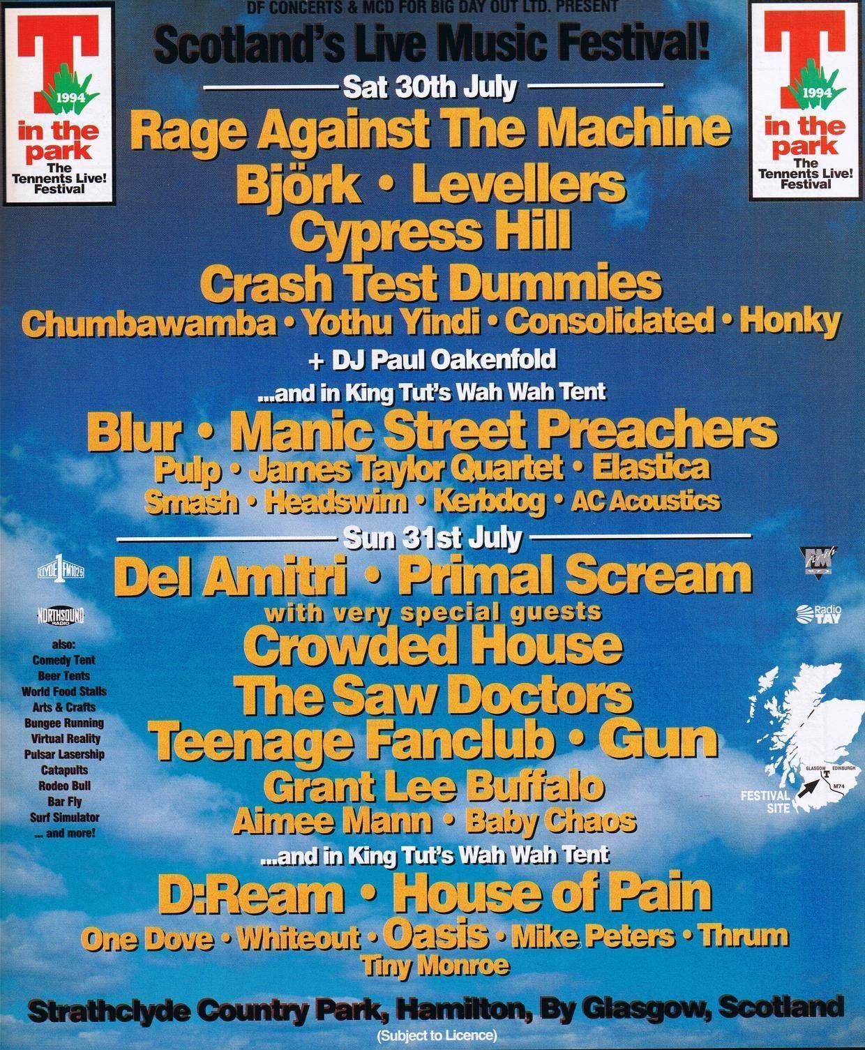 T in the Park 1994 at 30: The debut of Scotland's iconic music festival ...