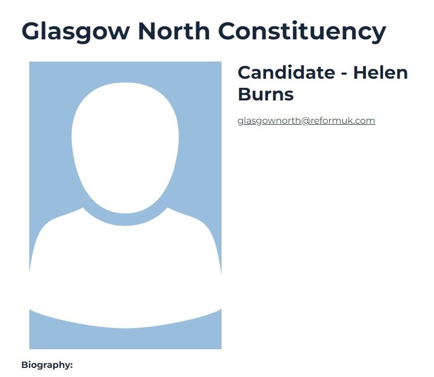 Some Reform candidates, such as Helen Burns in Glasgow North, appeared to have no social media presence during the election.