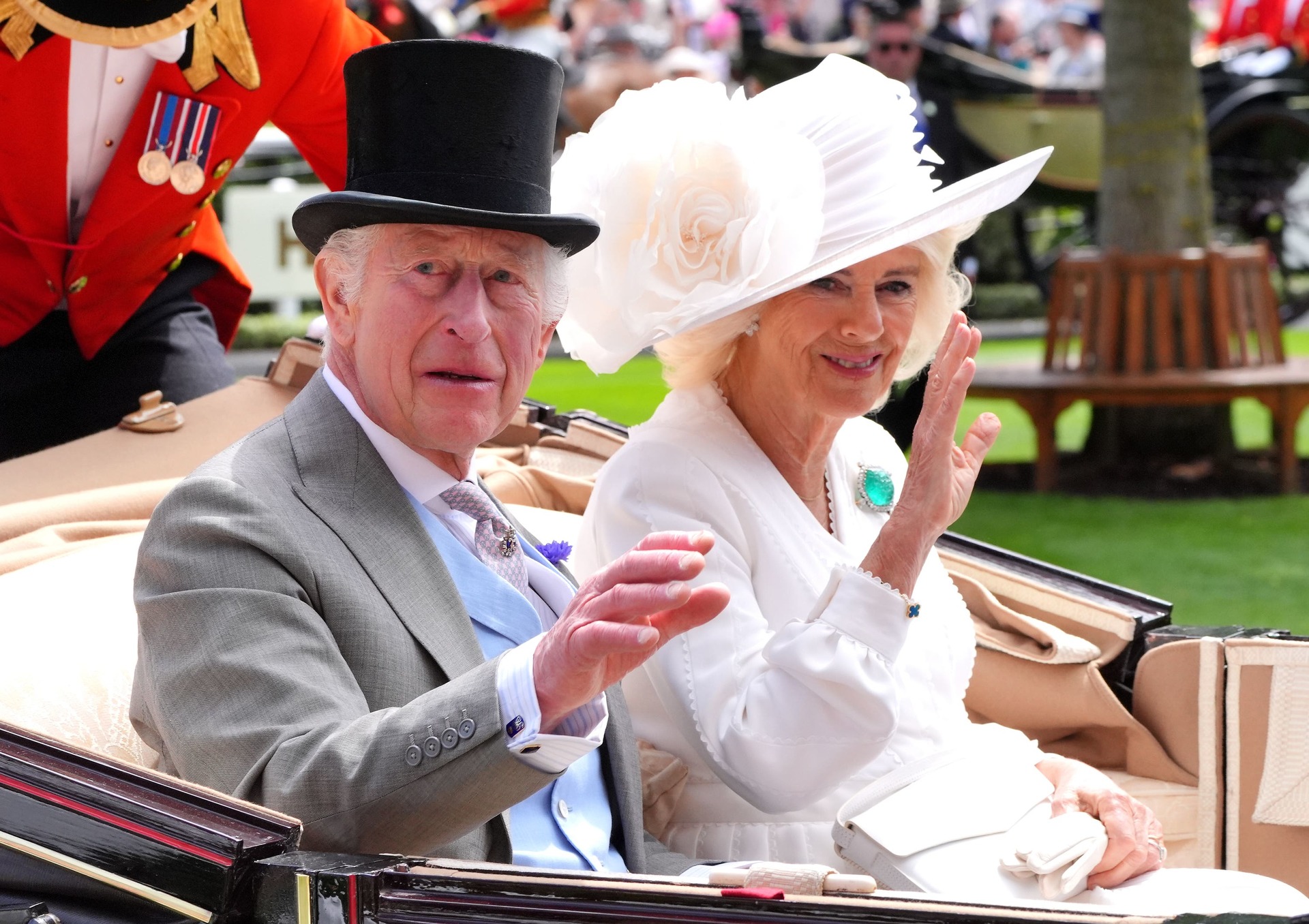 The King and Queen at Royal Ascot in Berkshire (Jonathan Brady/PA).