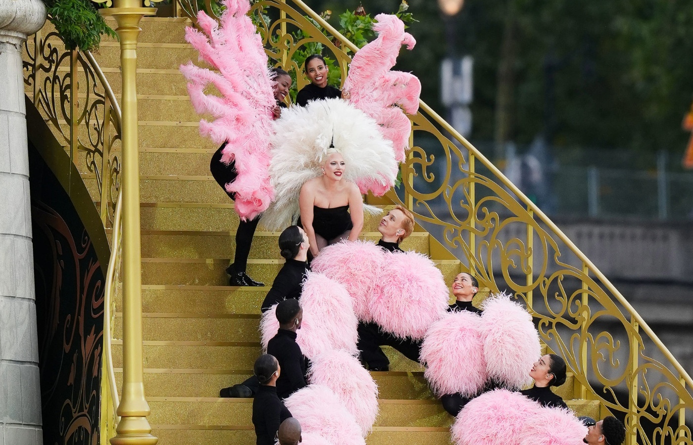 Lady Gaga rehearsing along the Seine ahead of the opening ceremony (John Walton/PA).