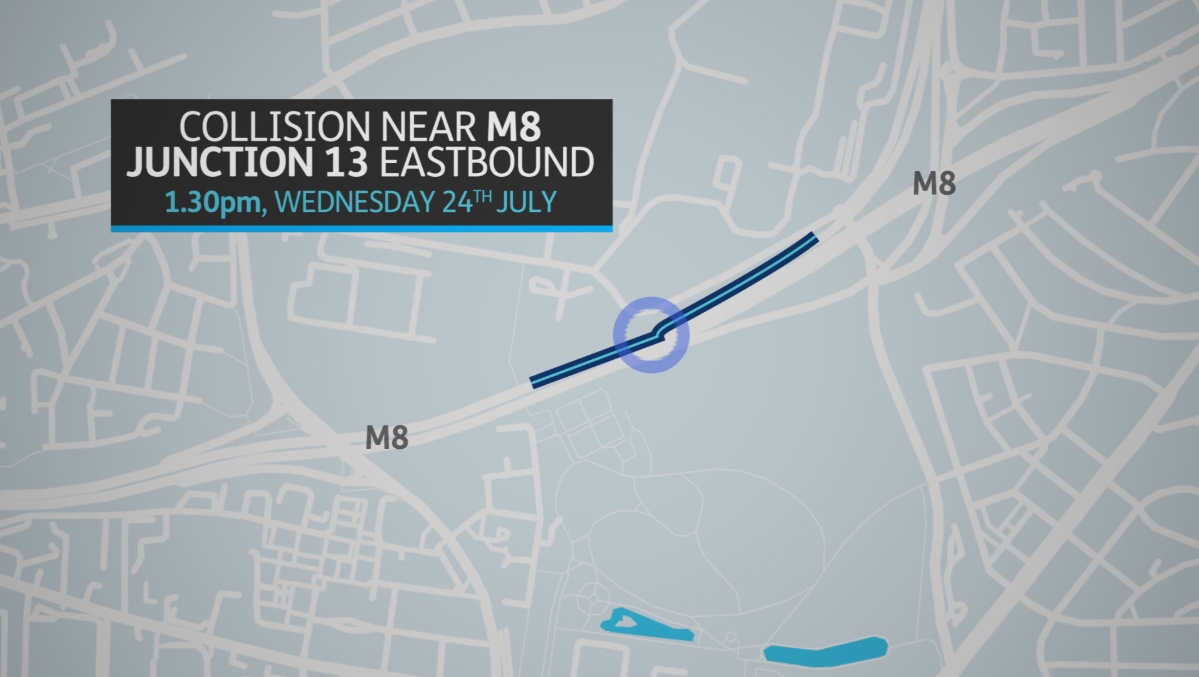 The eastbound carriageway of the M8 remained closed until after midnight.