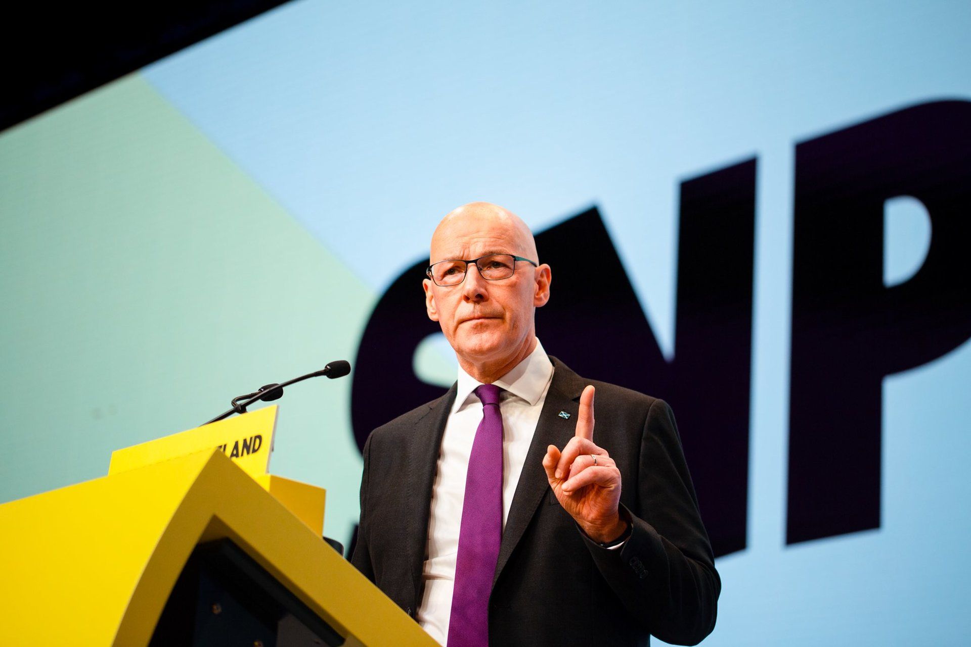 John Swinney attacked Labour during his speech at the SNP conference in Edinburgh.