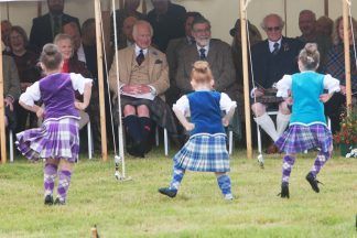 Young dancers entertain King Charles at Mey Highland Games in Caithness