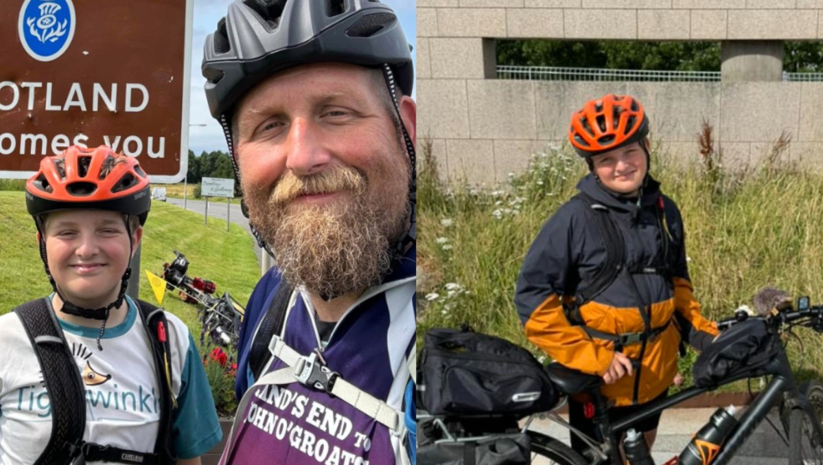 Boy, ten, ‘relieved’ to reach halfway mark of cycling length of Britain twice