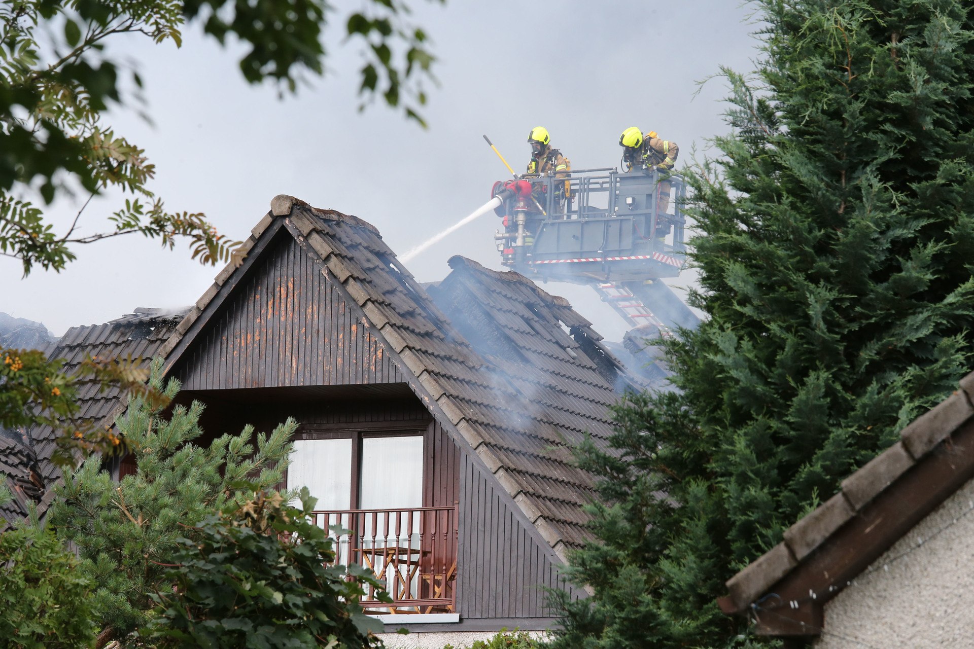 Four appliances and a height vehicle were sent to a property on Grampian View, Aviemore following a lightning strike at around 10am on Monday. 