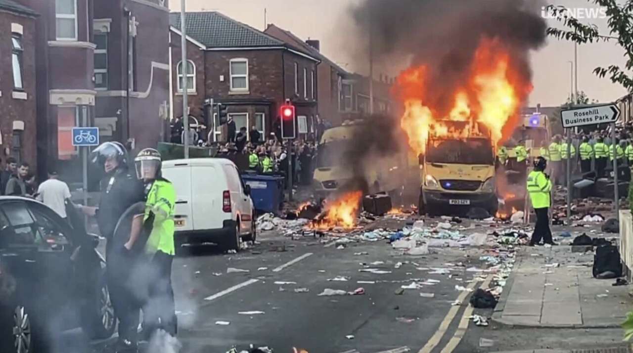 Southport Mosque was pelted with bricks and stones during the far-right riot on Tuesday 30 July. / Credit: ITV News 