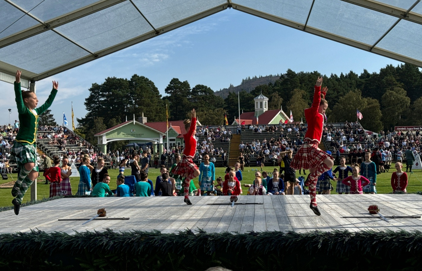 Highland dancers at the Braemar Gathering Highland games in the Cairngorms National Park.