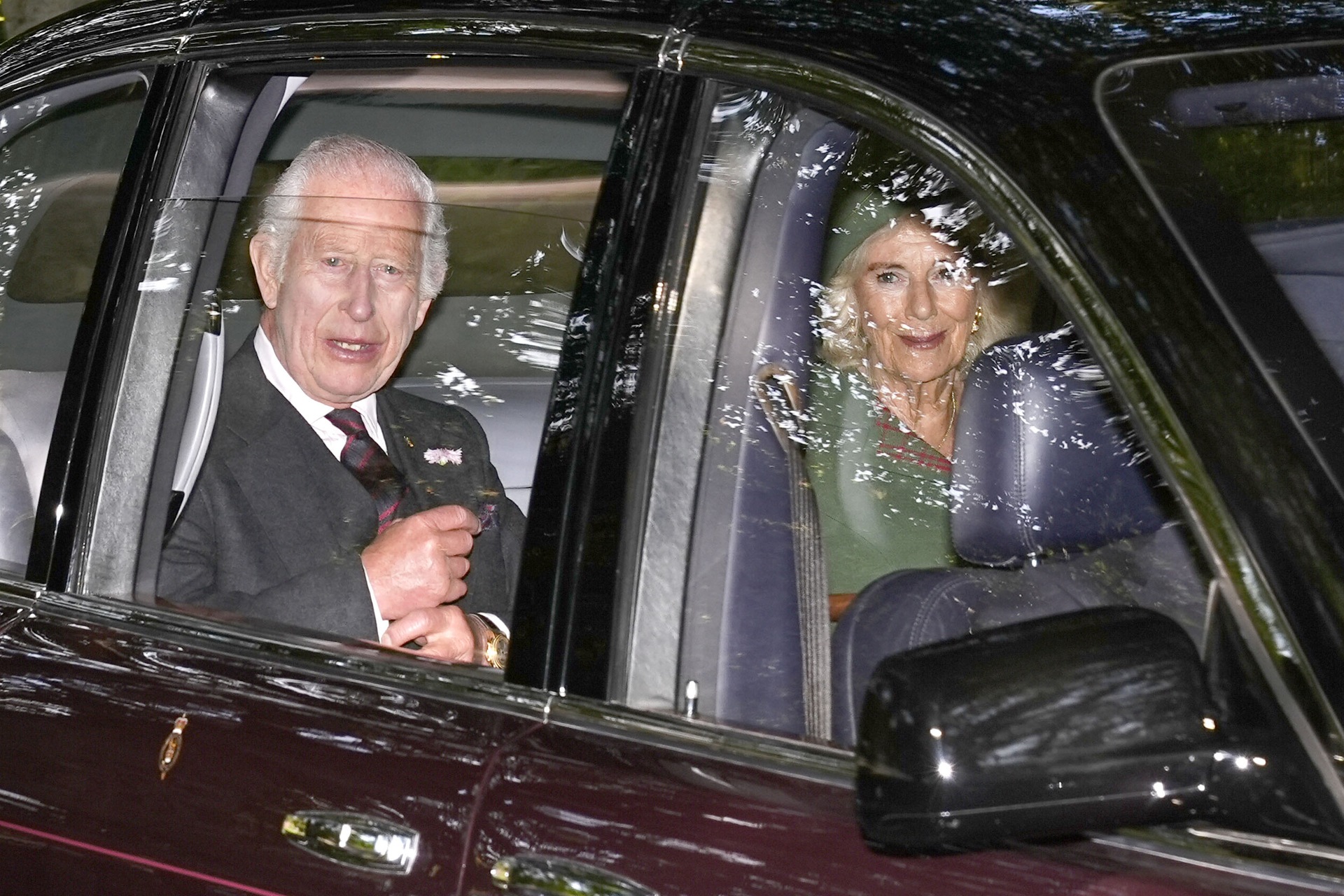 The king and queen sat next to each other as they reached the church (Aaron Chown/PA). 